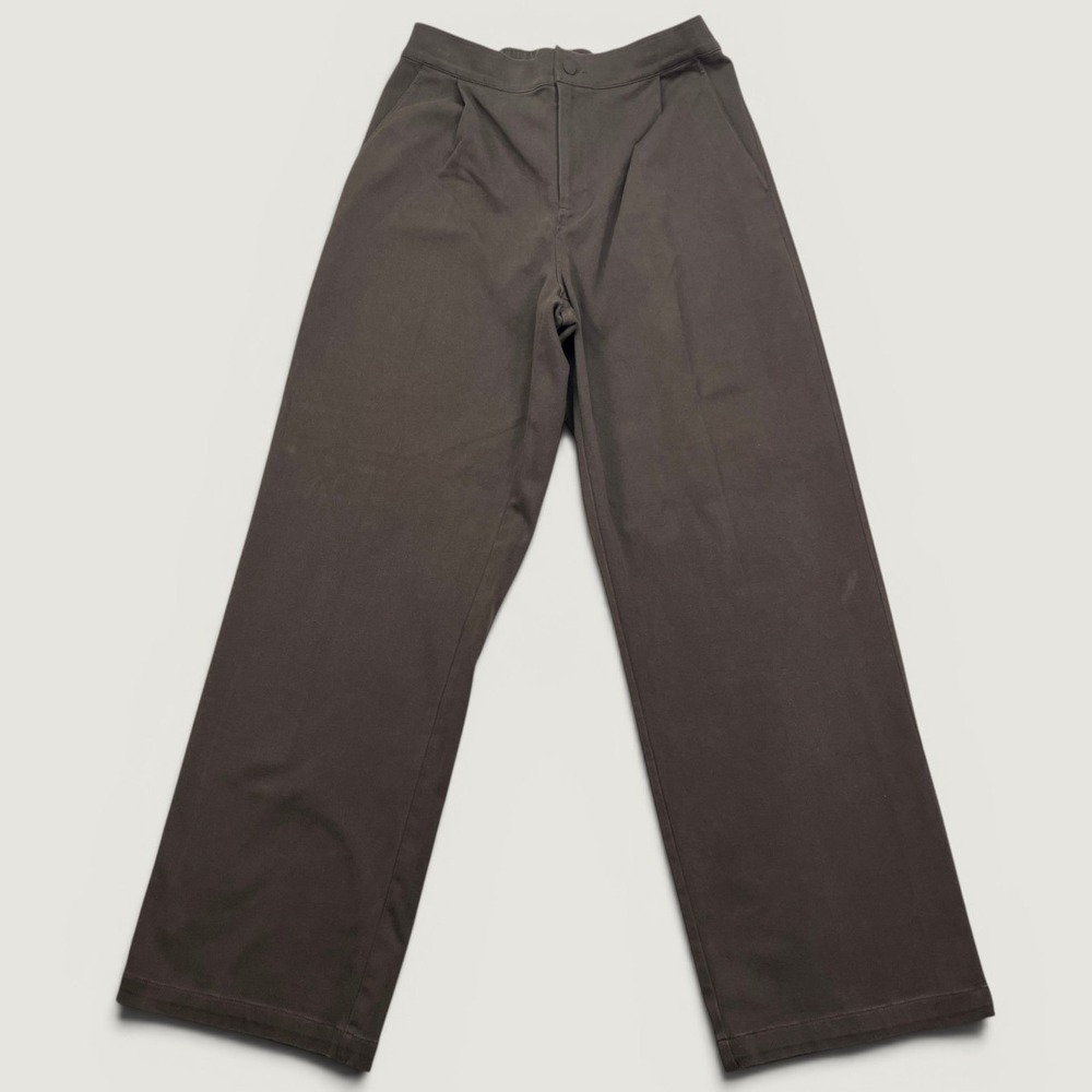 Alo Yoga Women's Wide Leg Trouser Pants Espresso Brown Elastic Back Waist 30x31